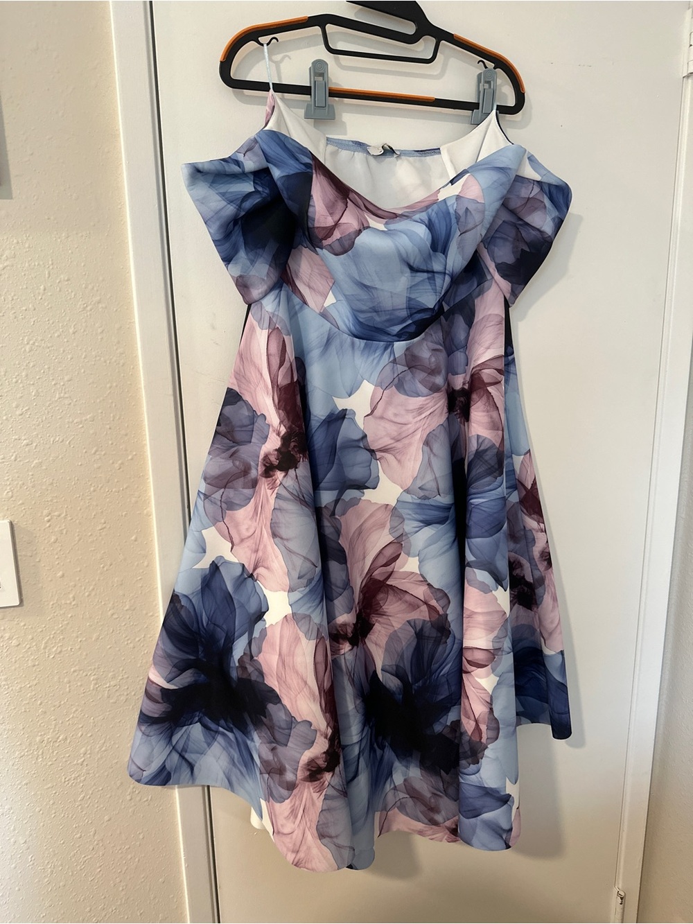 Quiz Women's Scuba Floral Print Bardot Midi Skater Dress